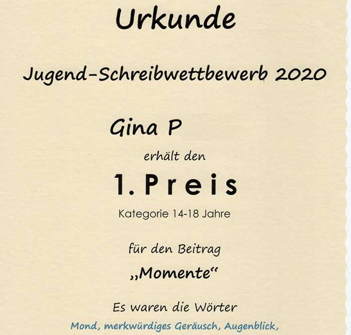 Schülerin des 12. Jahrgangs belegt 1. Preis bei Schreibwettbewerb